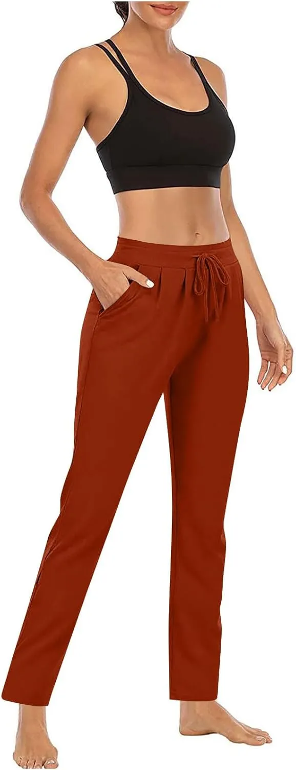 Women's Loose Yoga Pants Casual Elastic Waist Stretchy Straight Leg Trousers Lounge Drawstring Pant Lightly Sweatpant