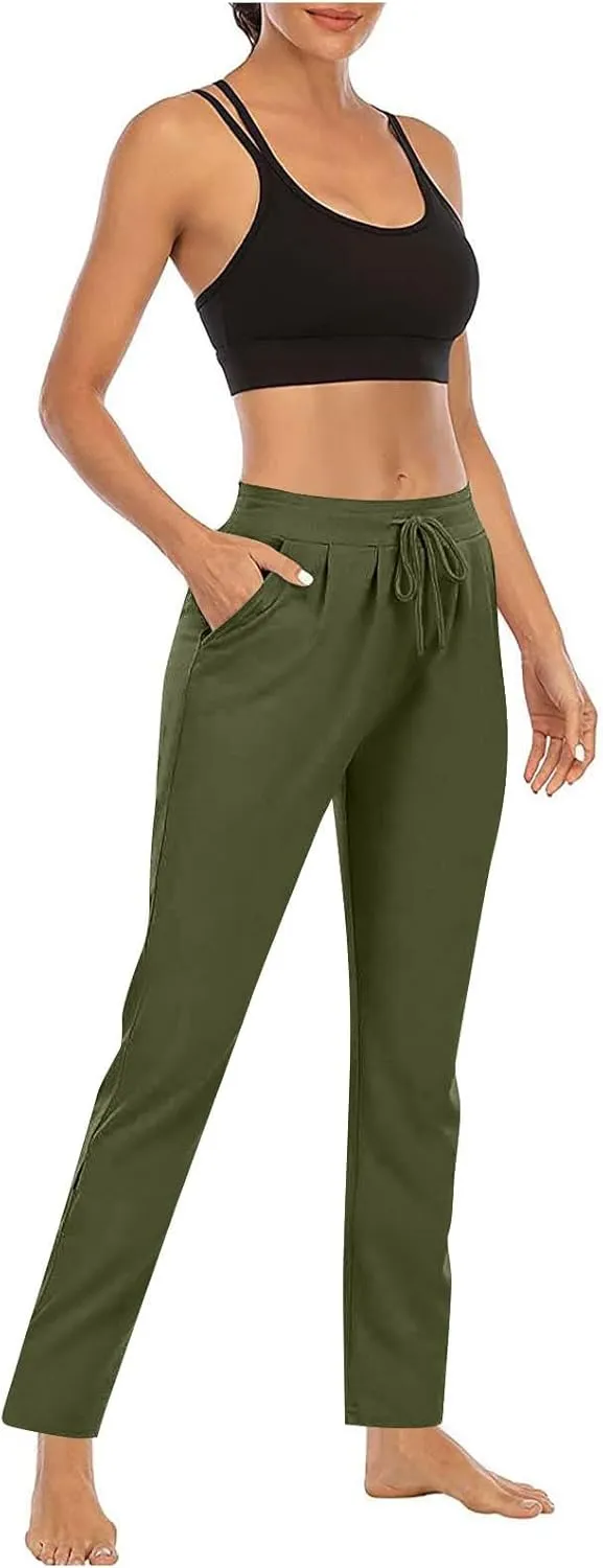 Women's Loose Yoga Pants Casual Elastic Waist Stretchy Straight Leg Trousers Lounge Drawstring Pant Lightly Sweatpant