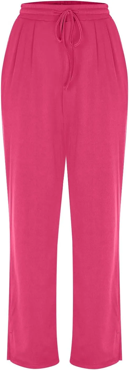 Women's Loose Yoga Pants Casual Elastic Waist Stretchy Straight Leg Trousers Lounge Drawstring Pant Lightly Sweatpant