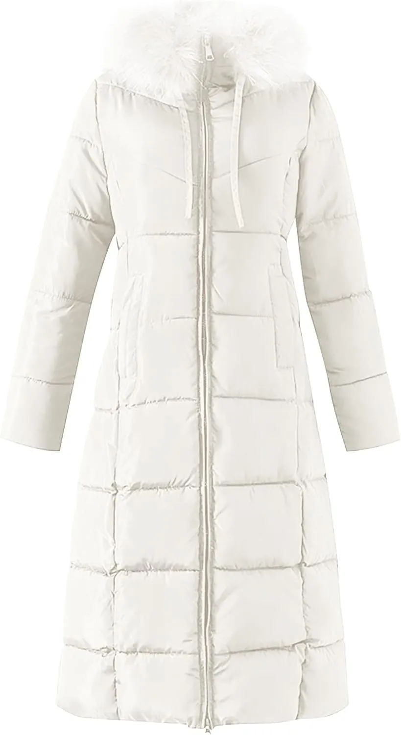 Women's Water proofLong Puffer Jacket Thickened Down Jacket Warm Winter Coat Over Knee Slim Long Down Coat