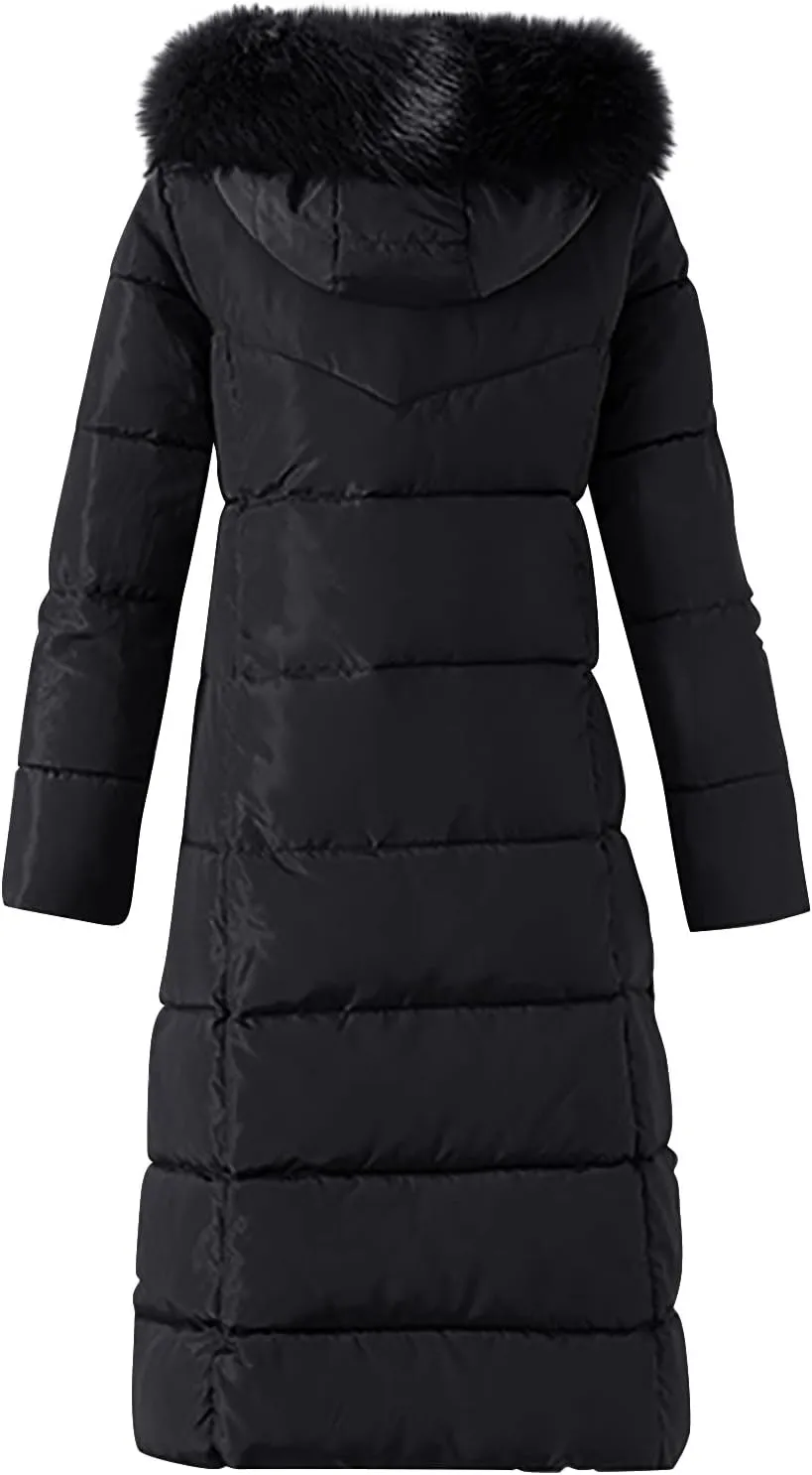 Women's Water proofLong Puffer Jacket Thickened Down Jacket Warm Winter Coat Over Knee Slim Long Down Coat
