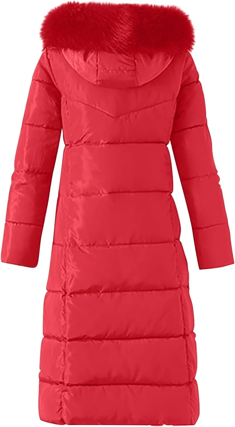 Women's Water proofLong Puffer Jacket Thickened Down Jacket Warm Winter Coat Over Knee Slim Long Down Coat