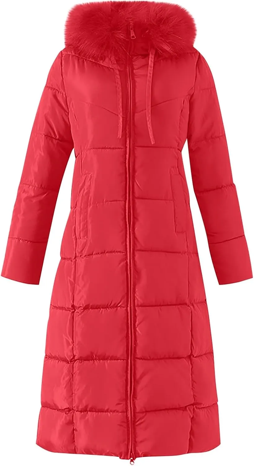 Women's Water proofLong Puffer Jacket Thickened Down Jacket Warm Winter Coat Over Knee Slim Long Down Coat