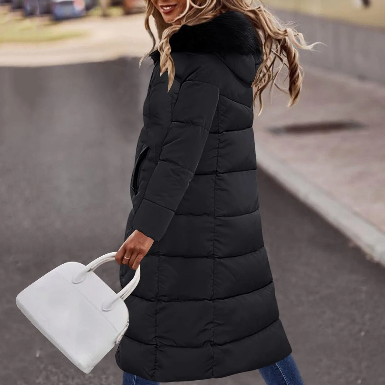 Women's Water proofLong Puffer Jacket Thickened Down Jacket Warm Winter Coat Over Knee Slim Long Down Coat