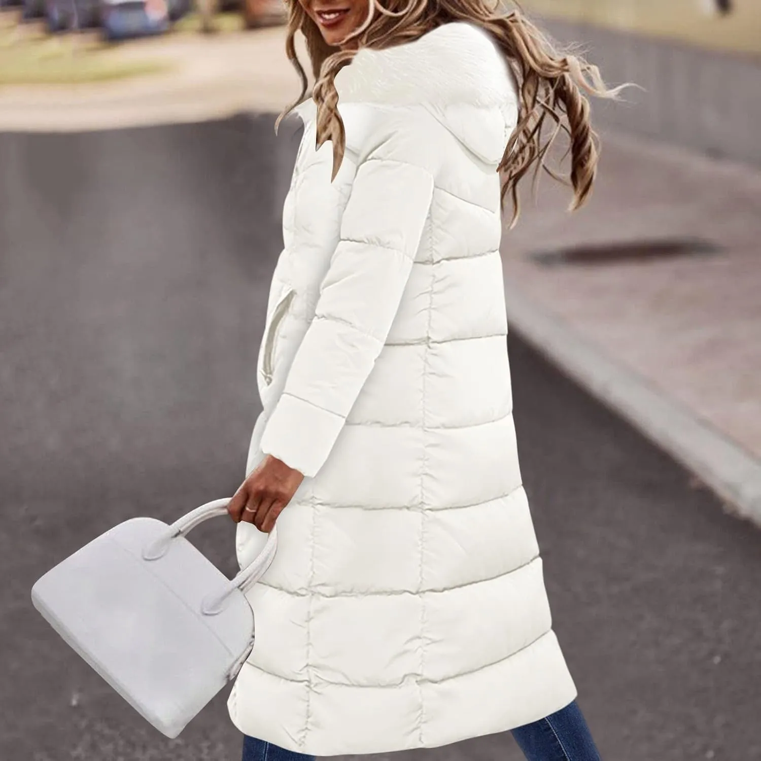 Women's Water proofLong Puffer Jacket Thickened Down Jacket Warm Winter Coat Over Knee Slim Long Down Coat